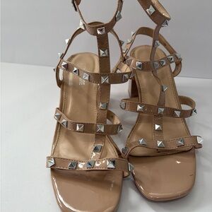Nude studded strappy sandals